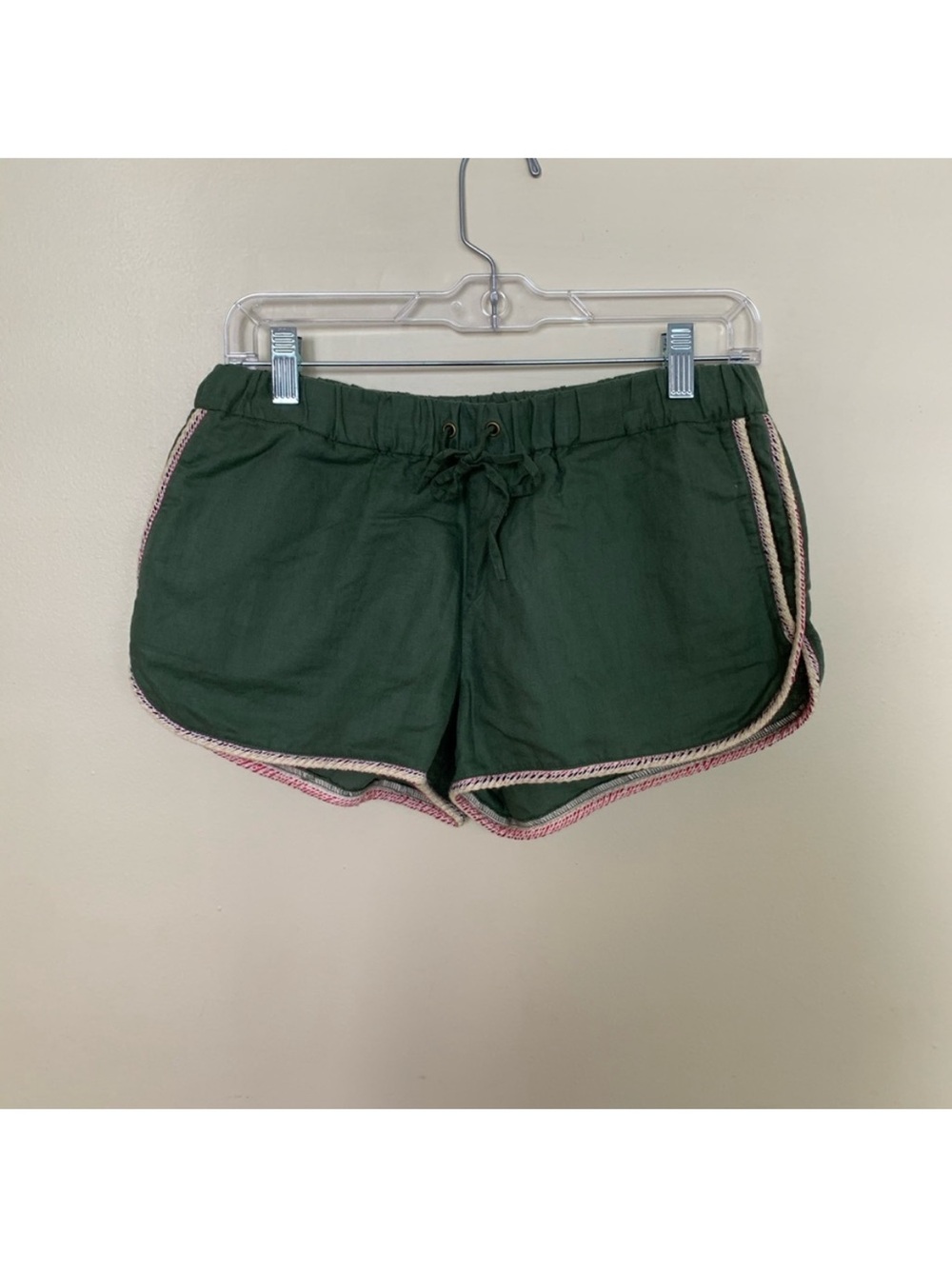 Jcrew Forest Green Shorts with pink trim